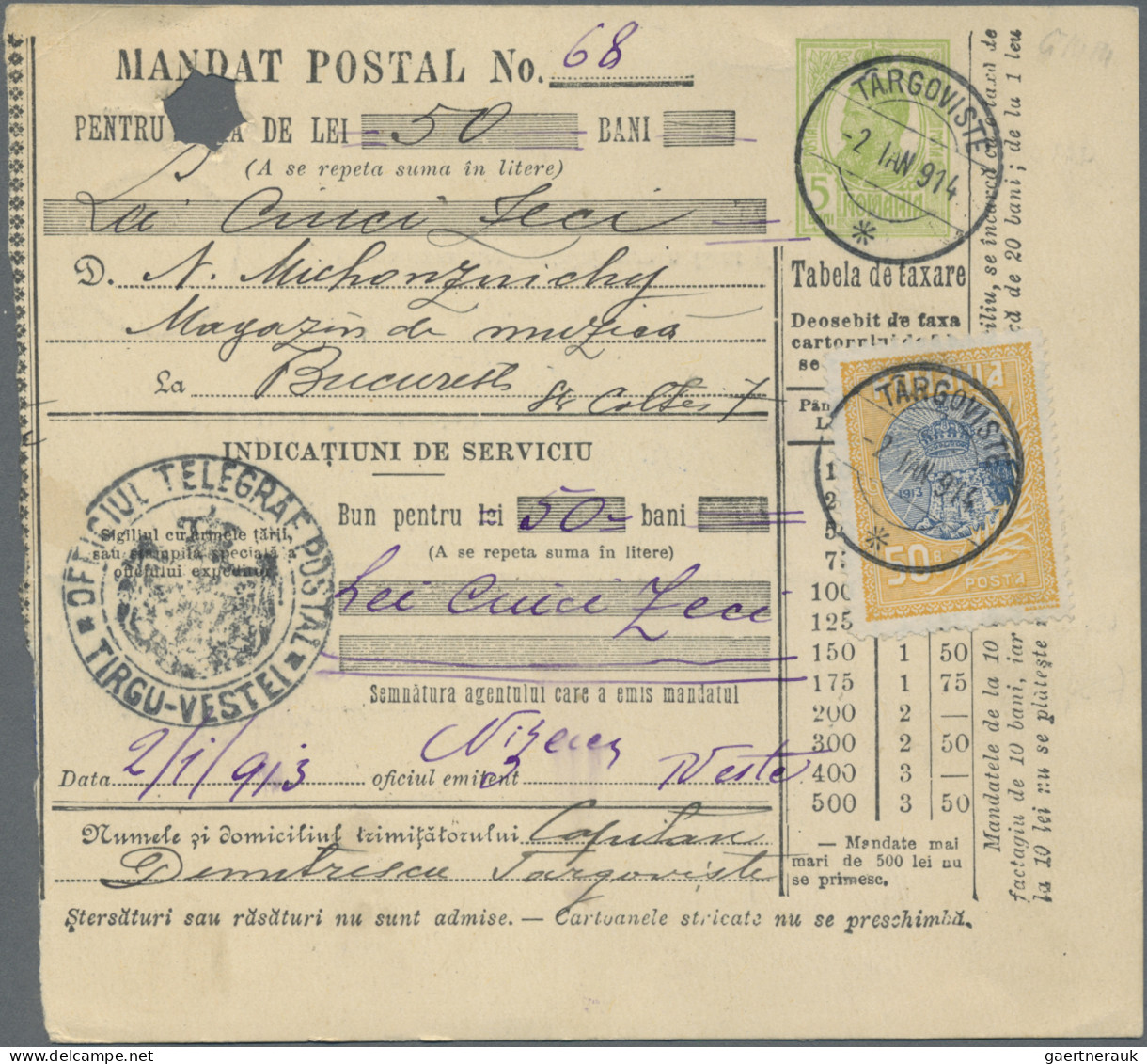 Romania: 1899/1931, Lot Of Seven Entires, Incl. Three Used (uprated) Money Order - Lettres & Documents