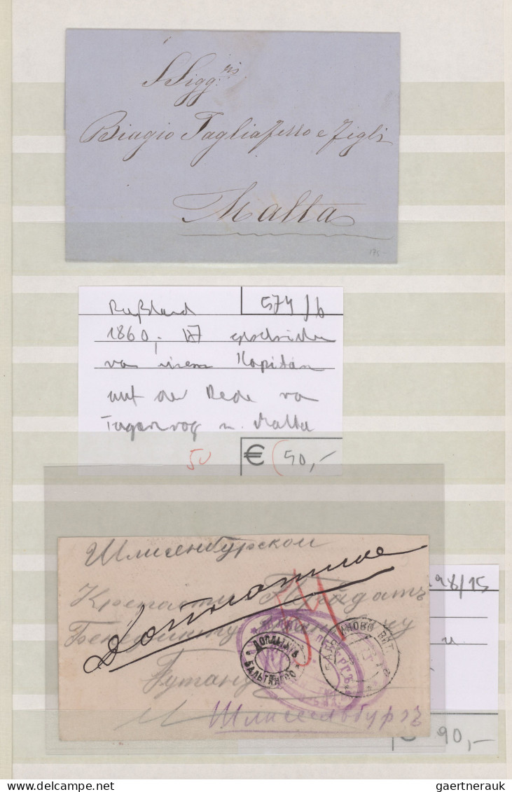 Russia: 1860/1916, Assortment Of 16 Covers/cards, Comprising E.g. 1860 Ship Capt - Lettres & Documents