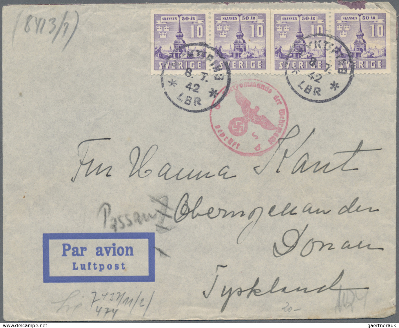 Sweden: 1877/1988, Balance Of Apprx. 280 Covers/cards Incl. Registered, Censored - Lettres & Documents