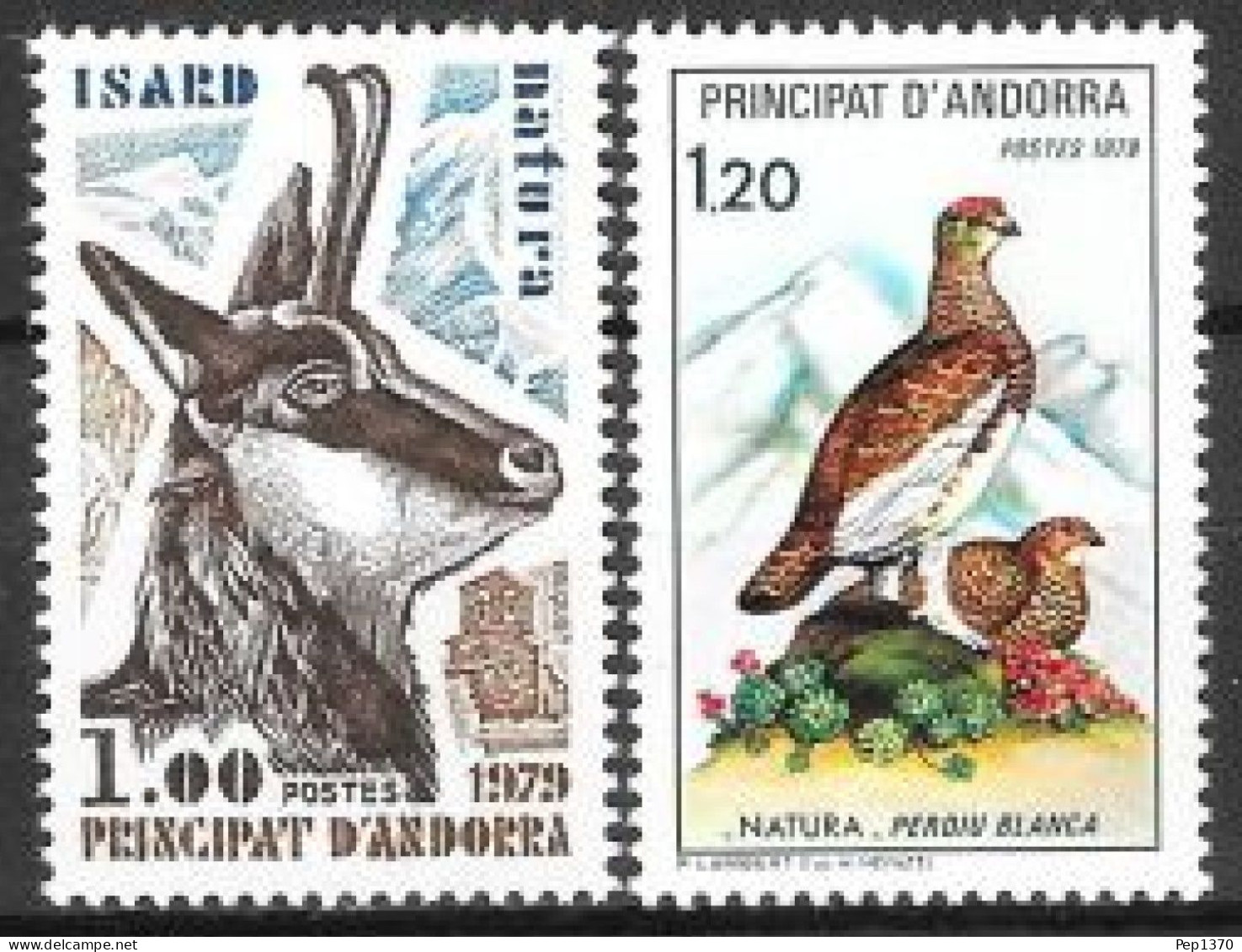 ANDORRA FRANCESA 1979 - PROTECCION DE LA NATURALEZA - REBECO Y PERDIZ - YVERT 274-275** - Neufs