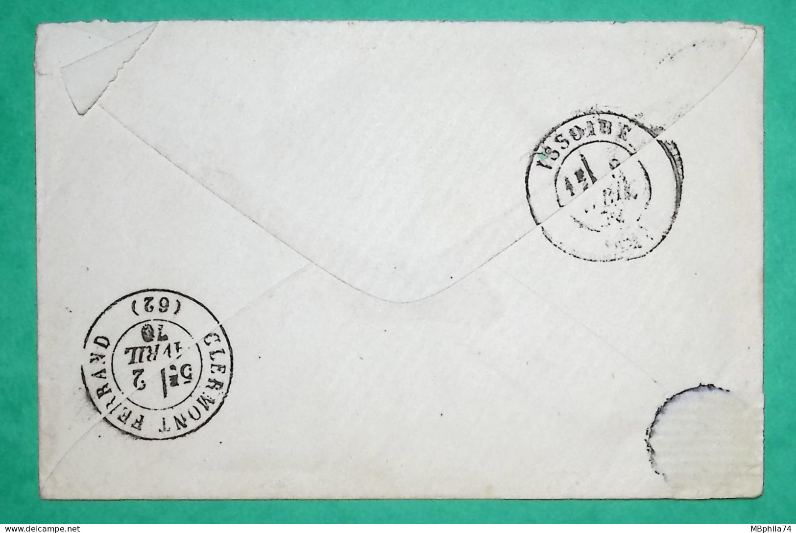 N°29 GC 1977 LATOUR D'AUVERGNE PUY DE DOME BOITE RURALE C POUR ISSOIRE 1870 LETTRE COVER FRANCE - 1849-1876: Classic Period