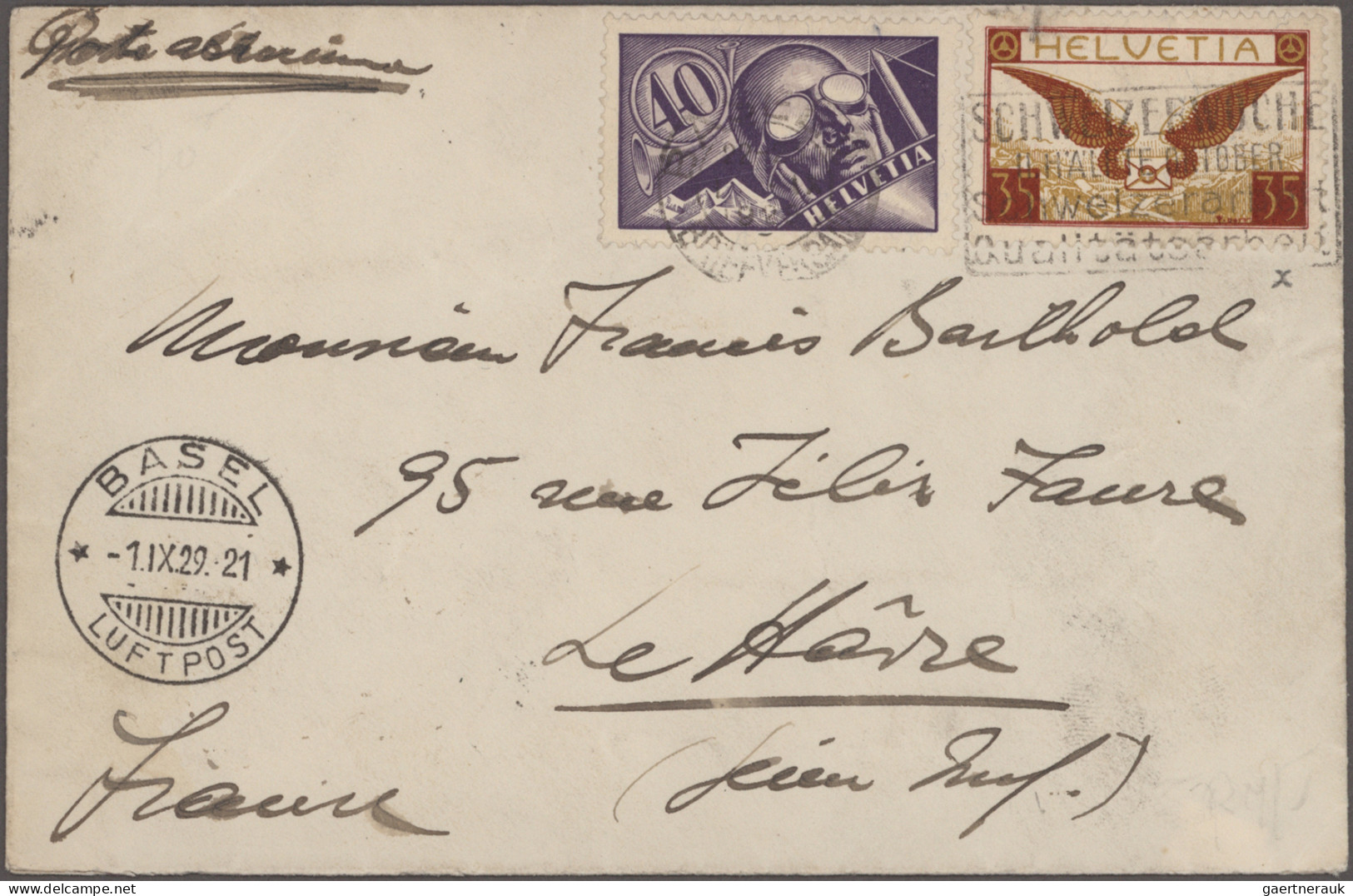 Schweiz: 1919-1960er Jahre - "FLUGPOST": Kollektion von rund 350 Briefen, Postka