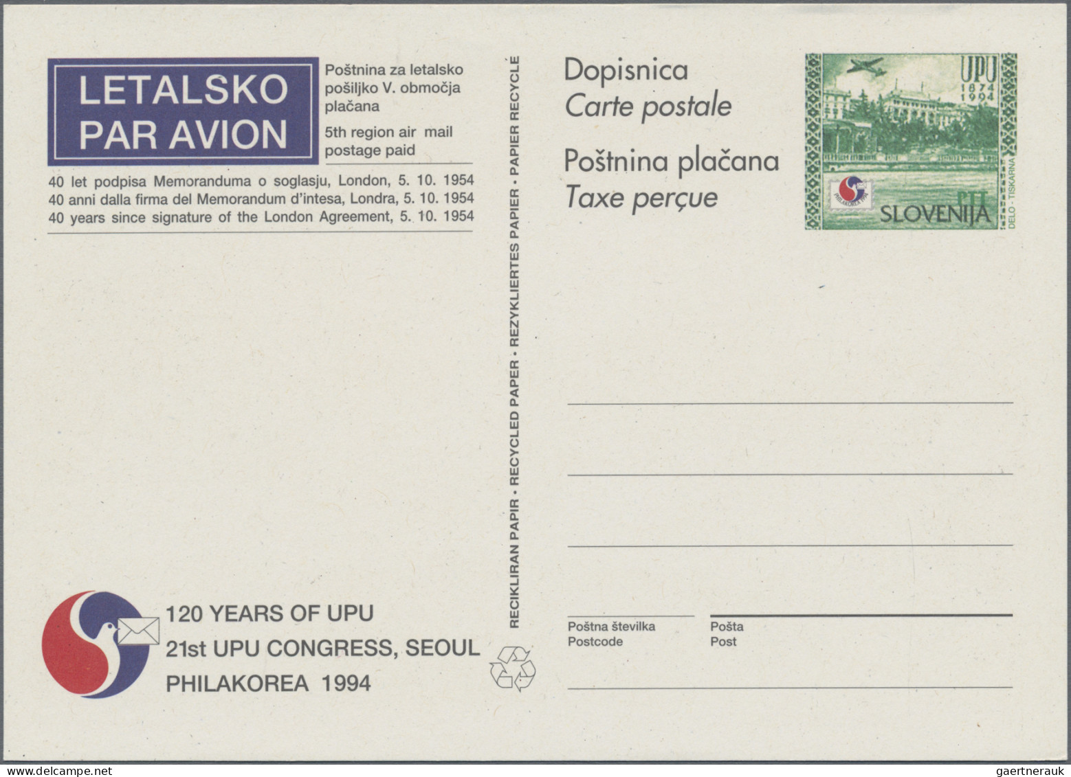 Slovenia: 1992/2011, Assortment Of Apprx. 150 Unused Stationeries (cards And Env - Slovénie