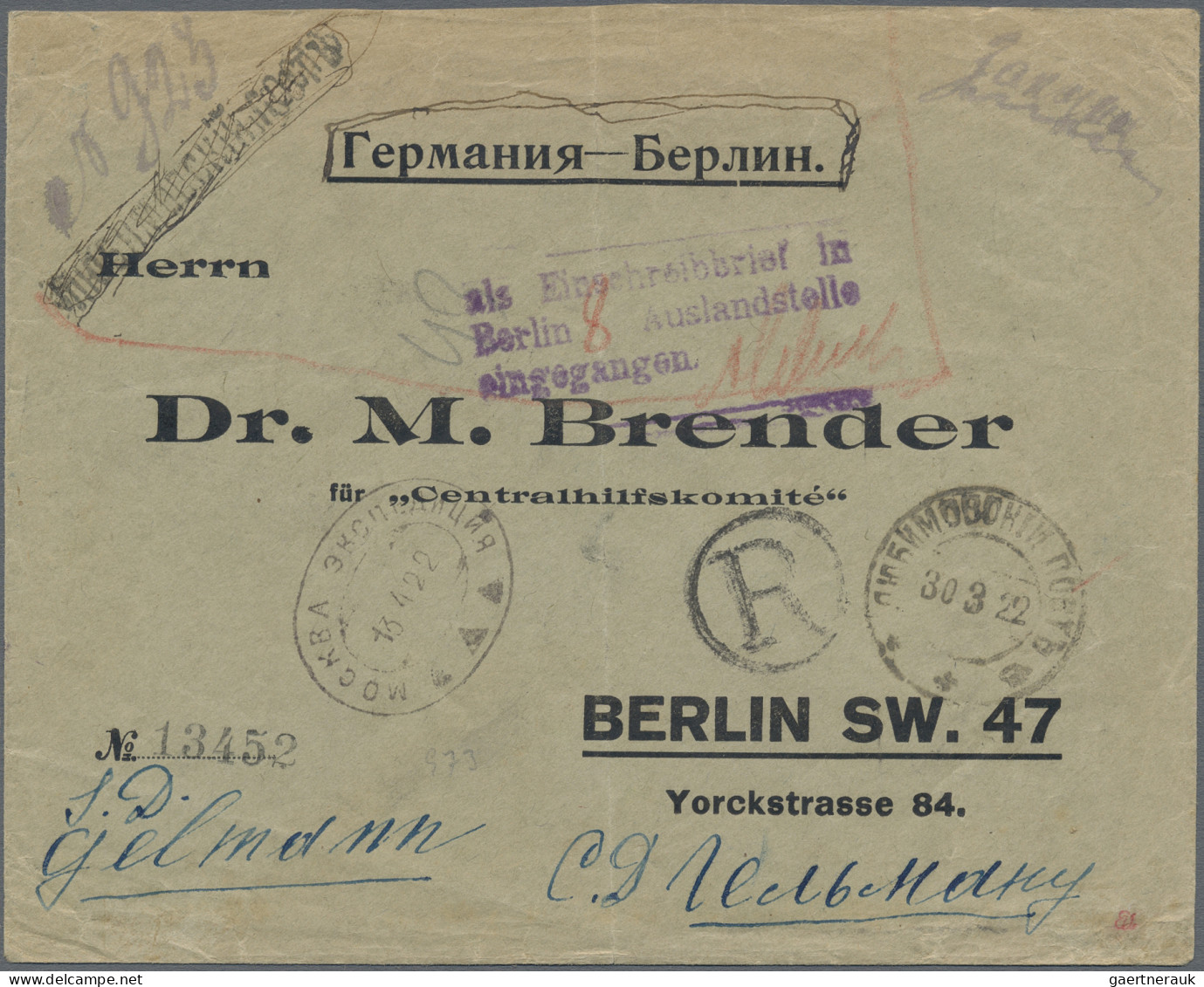 Sowjet Union: 1922/1940, Lot Of Nine Covers/cards, All But One Sent To Berlin, I - Storia Postale