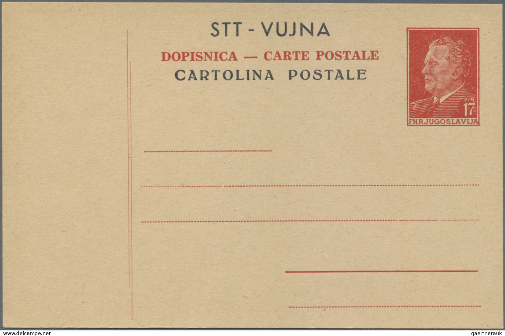 Trieste - Zone B - Postal Stationery: 1947/1954, Lot Of Six Postal Cards And Thr - Marcophilia