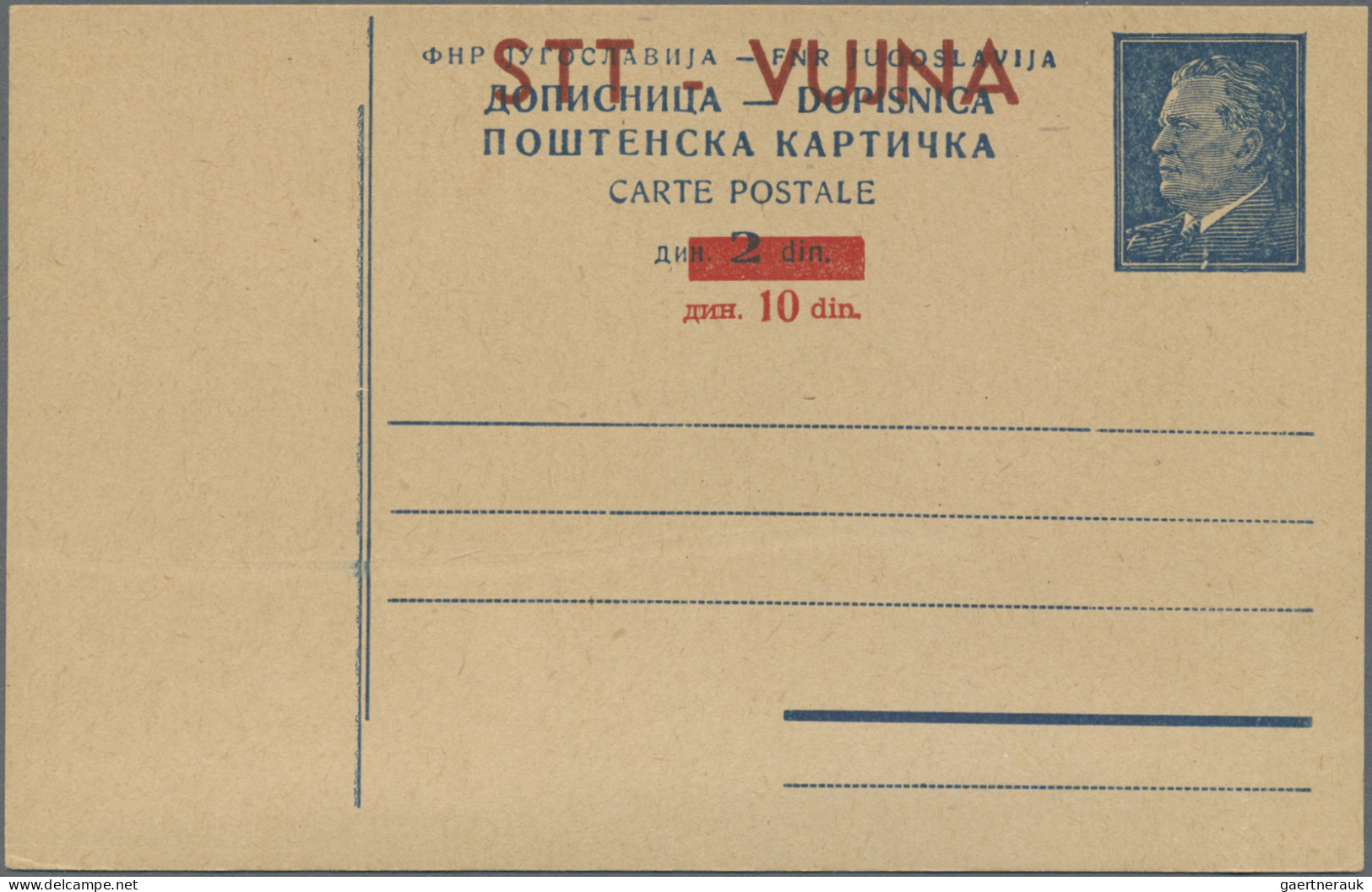 Trieste - Zone B - postal stationery: 1947/1954, lot of six postal cards and thr