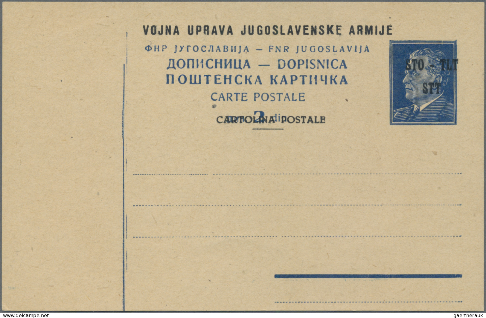Trieste - Zone B - postal stationery: 1947/1954, lot of six postal cards and thr