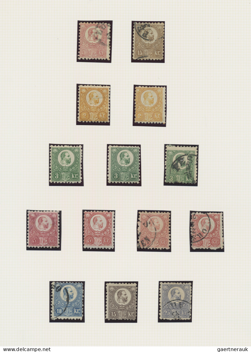 Hungary: 1871, Francis Joseph Issues, Fine Collection Of 14 Mint And Used Stamps - Used Stamps