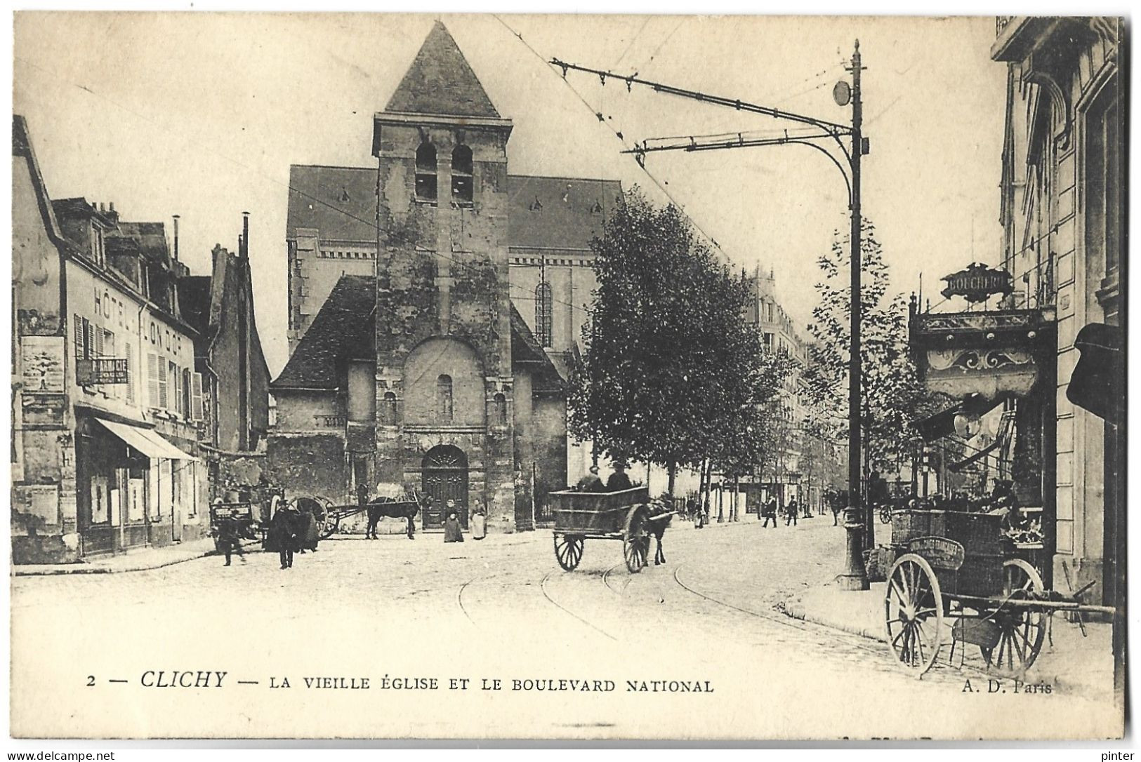 CLICHY - La Vieille Eglise Et Le Boulevard National - Clichy