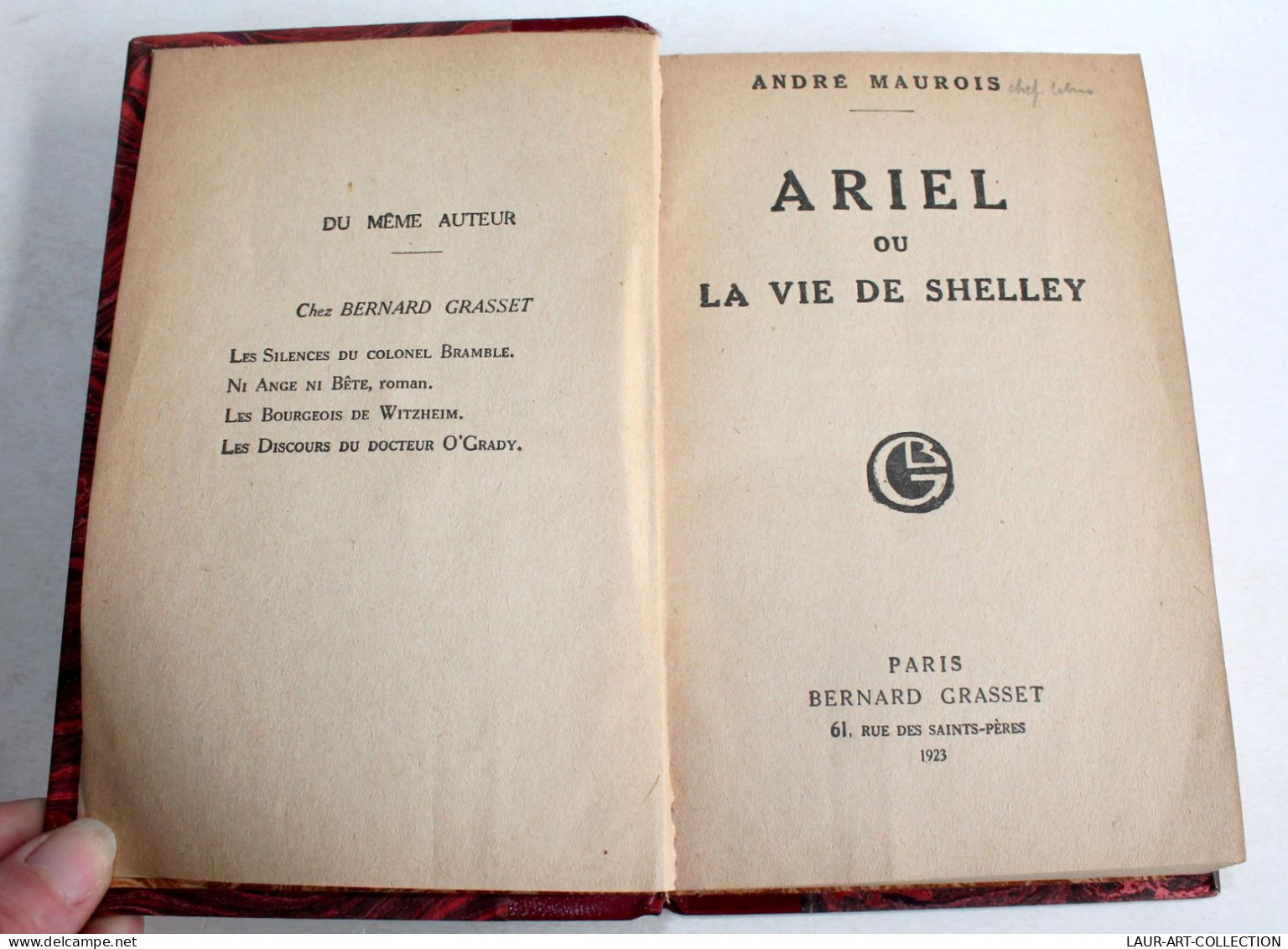 ARIEL OU LA VIE DE SHELLEY Par ANDRE MAUROIS 1923 EDITIONS BERNARD GRASSET / LIVRE ANCIEN XXe SIECLE (1303.69) - 1901-1940