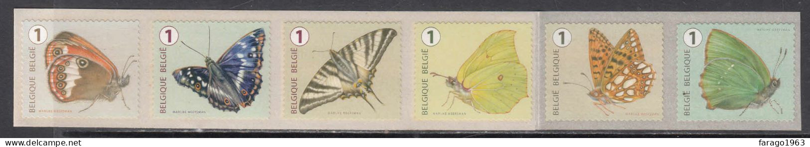 2015 Belgium Butterflies Complete Strip Of 10  MNH @ BELOW FACE VALUE - Neufs