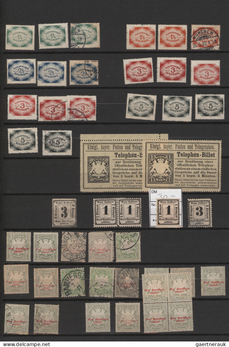 Bayern - Marken und Briefe: 1850/1920, umfangreicher, meist gestempelter Sammlun