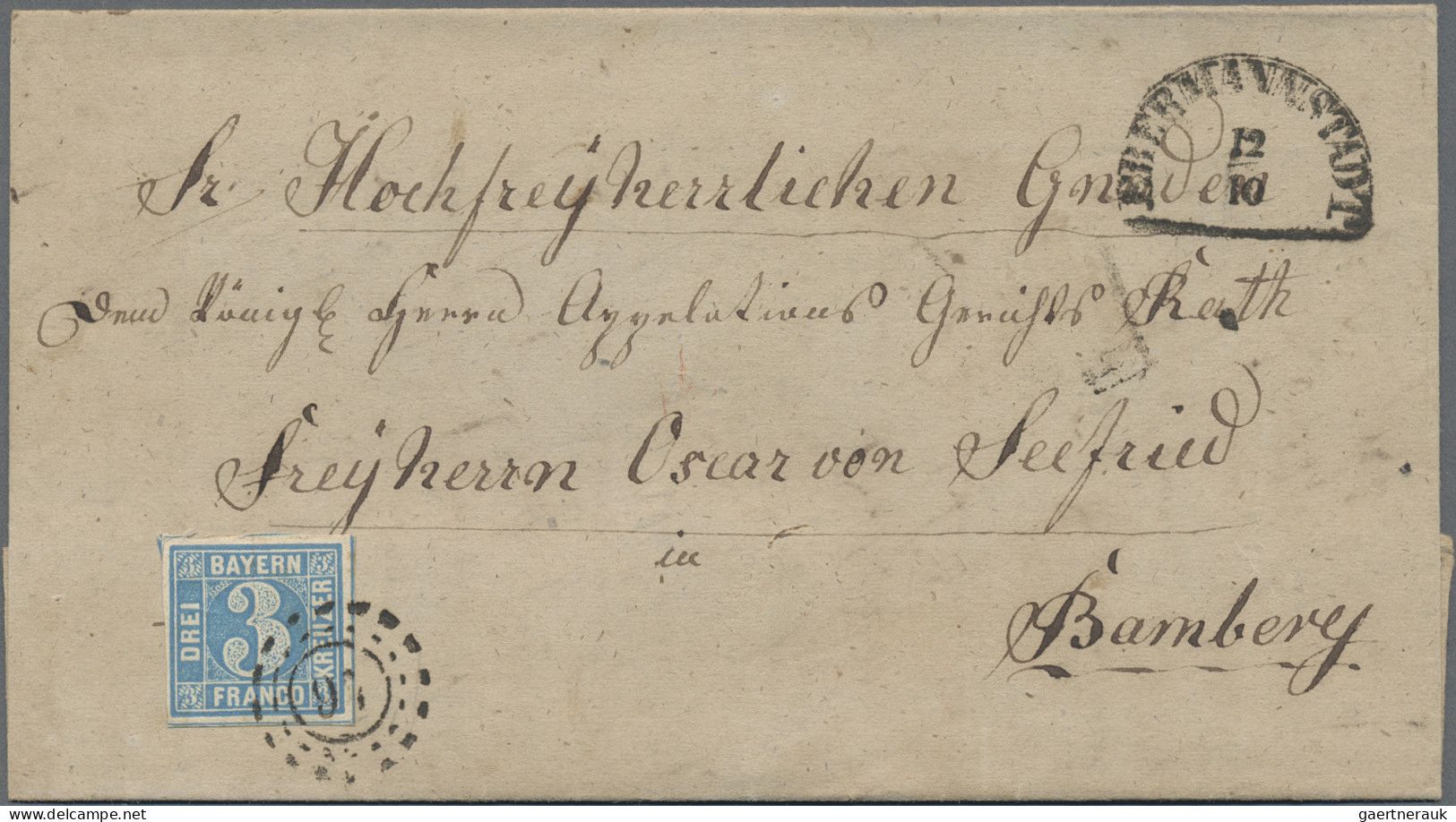 Bayern - Marken Und Briefe: 1852/1861, Quadratausgabe 3 Kr. Blau, Partie Von 28 - Sonstige & Ohne Zuordnung