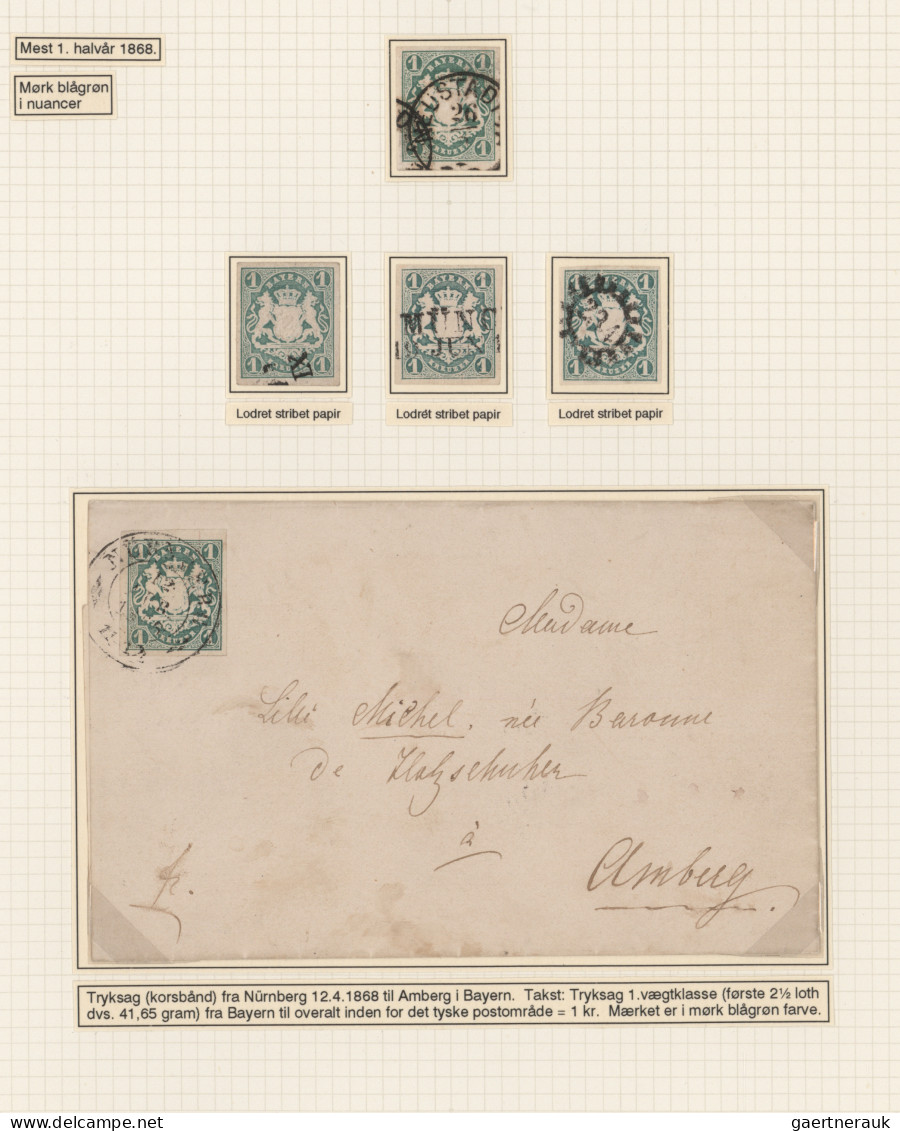 Bayern - Marken Und Briefe: 1867, Wappen Geschnitten, 1 Kr. Grün, Spezial-Sammlu - Other & Unclassified