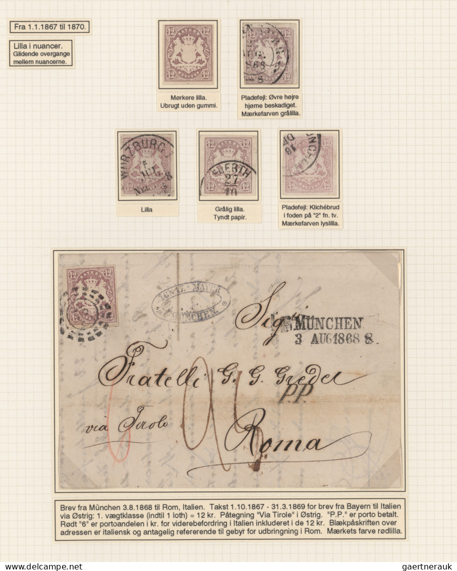 Bayern - Marken Und Briefe: 1867, Wappen Geschnitten, 12 Kr. Violett, Spezial-Sa - Sonstige & Ohne Zuordnung