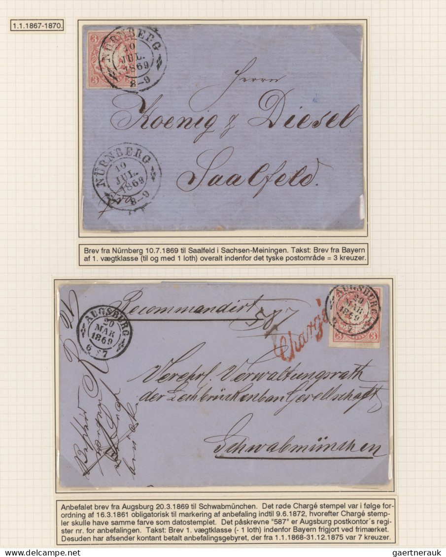 Bayern - Marken Und Briefe: 1867, Wappen Geschnitten, 3 Kr. Karmin, Spezial-Samm - Andere & Zonder Classificatie