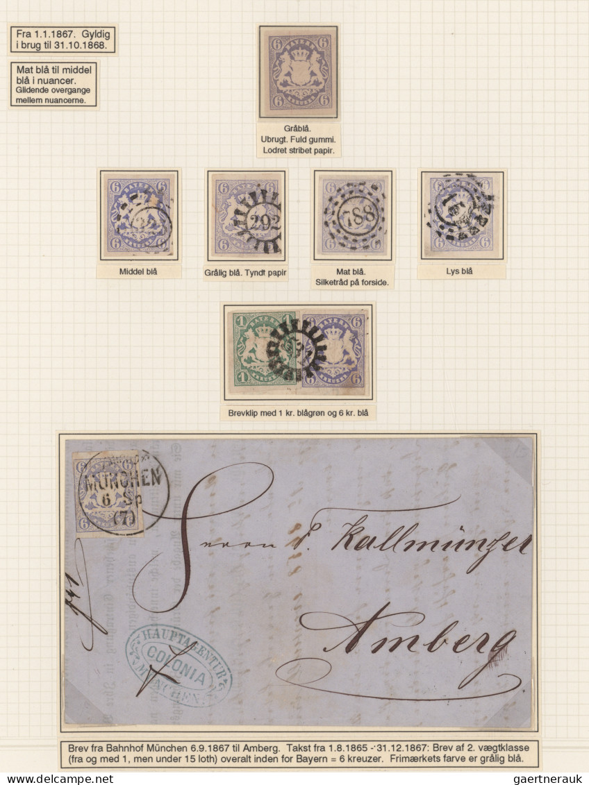 Bayern - Marken Und Briefe: 1867, Wappen Geschnitten, 6 Kr. Ultramarin, Spezial- - Other & Unclassified