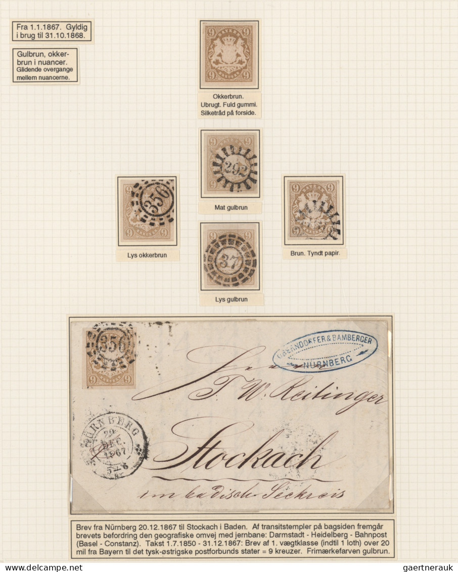 Bayern - Marken Und Briefe: 1867, Wappen Geschnitten, 9 Kr. Ockerbraun, Spezial- - Sonstige & Ohne Zuordnung