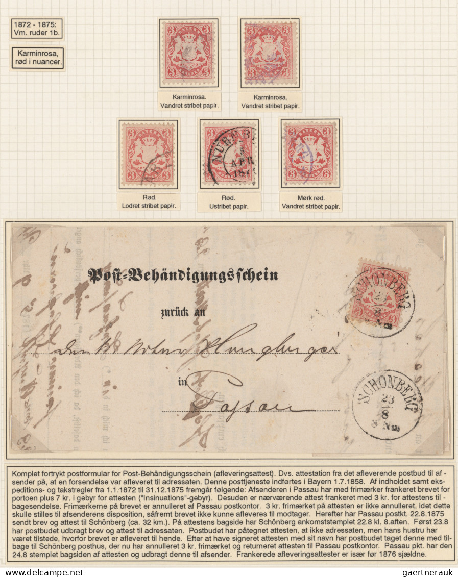 Bayern - Marken Und Briefe: 1870/1875, Wappen Gezähnt, 3 Kr. Karmin, Spezial-Sam - Other & Unclassified