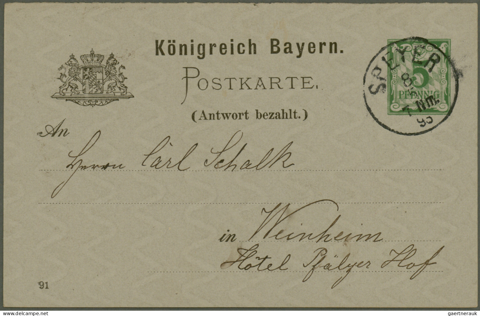 Bayern - Ganzsachen: 1870/1920 (ca.), Partie Von Ca. 75 Gebrauchten Und Ungebrau - Other & Unclassified