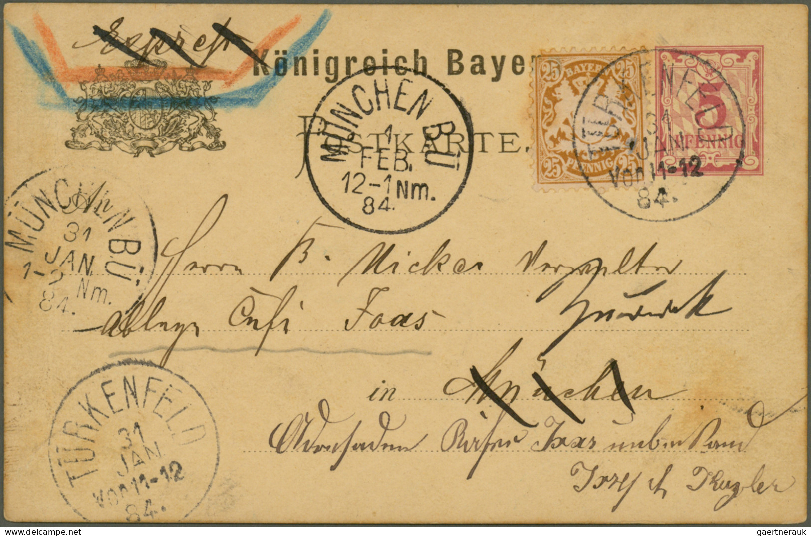 Bayern - Ganzsachen: 1873/1920, Partie Von Ca. 102 (fast Nur Gebrauchten) Ganzsa - Sonstige & Ohne Zuordnung