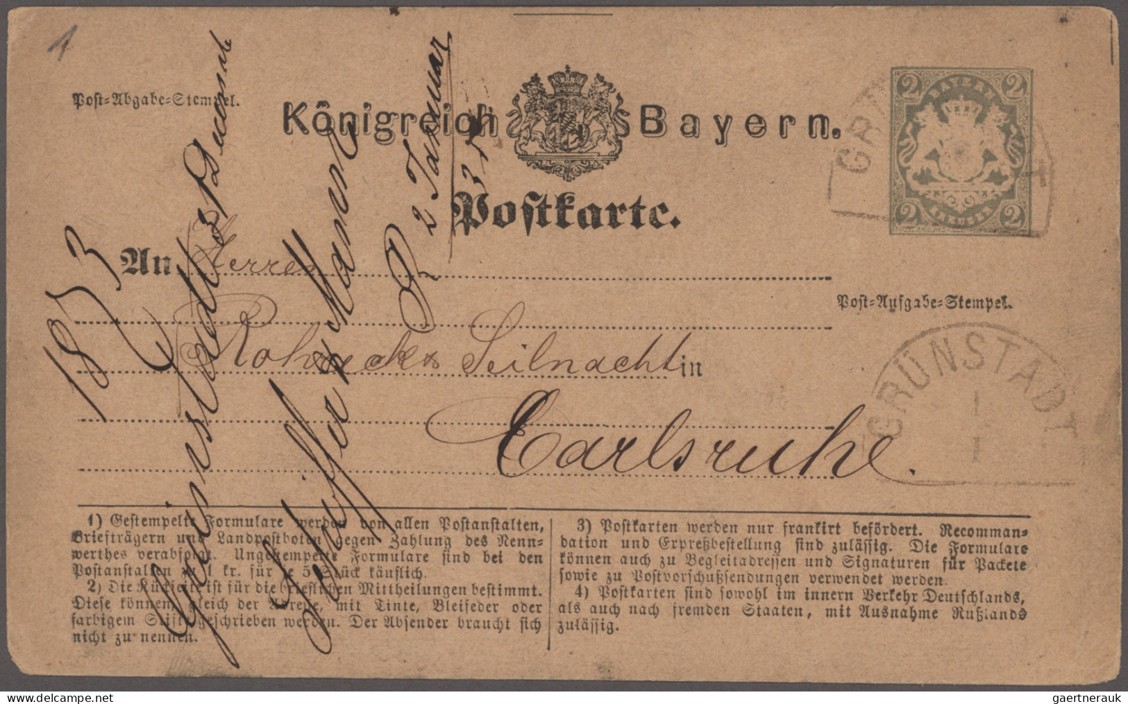 Bayern - Ganzsachen: 1880/1920 (ca.), Partie mit fast 200 gebrauchten/ungebrauch