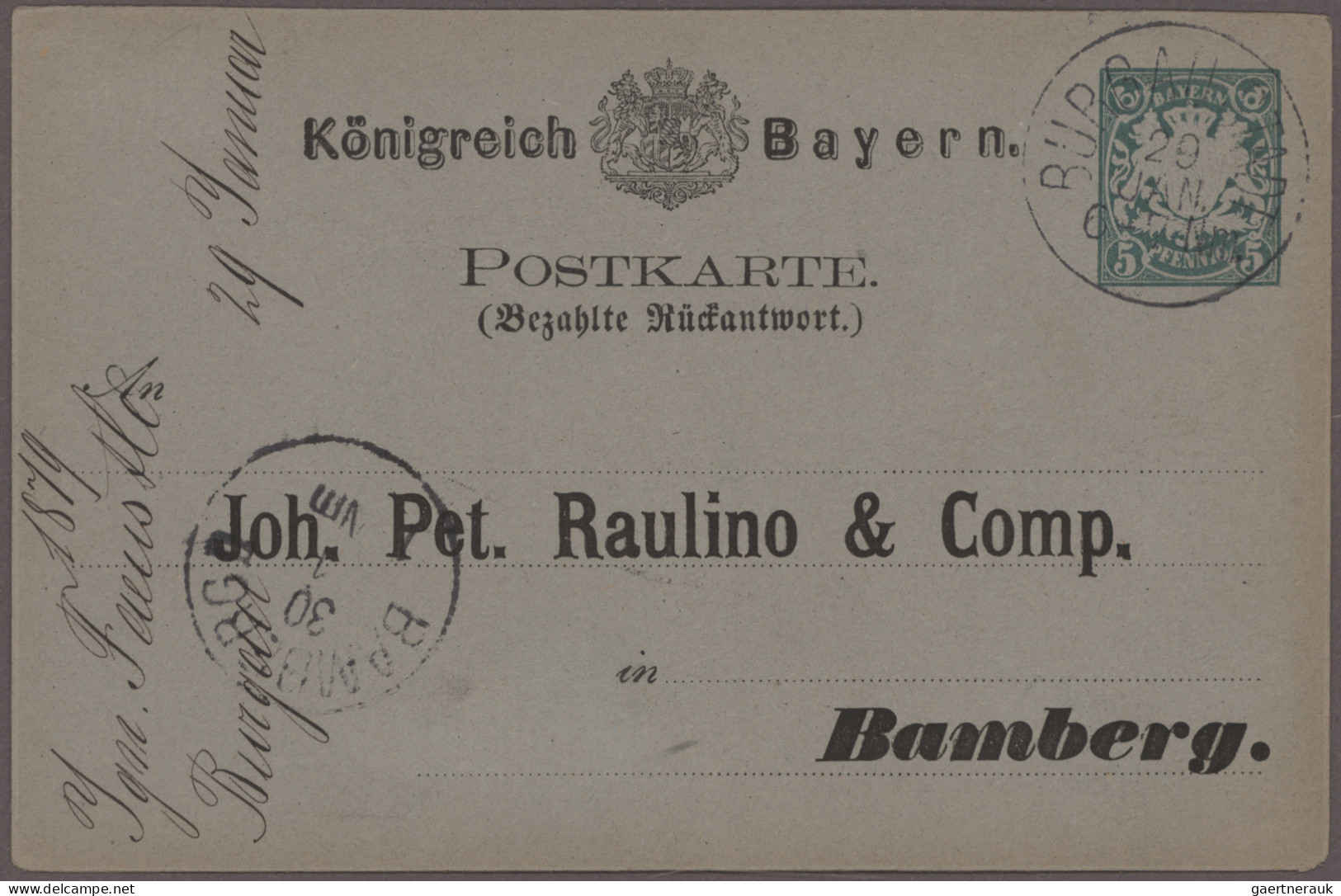 Bayern - Ganzsachen: 1880/1920 (ca.), Partie Von Ca. 120 Gebrauchten Und Ungebra - Sonstige & Ohne Zuordnung