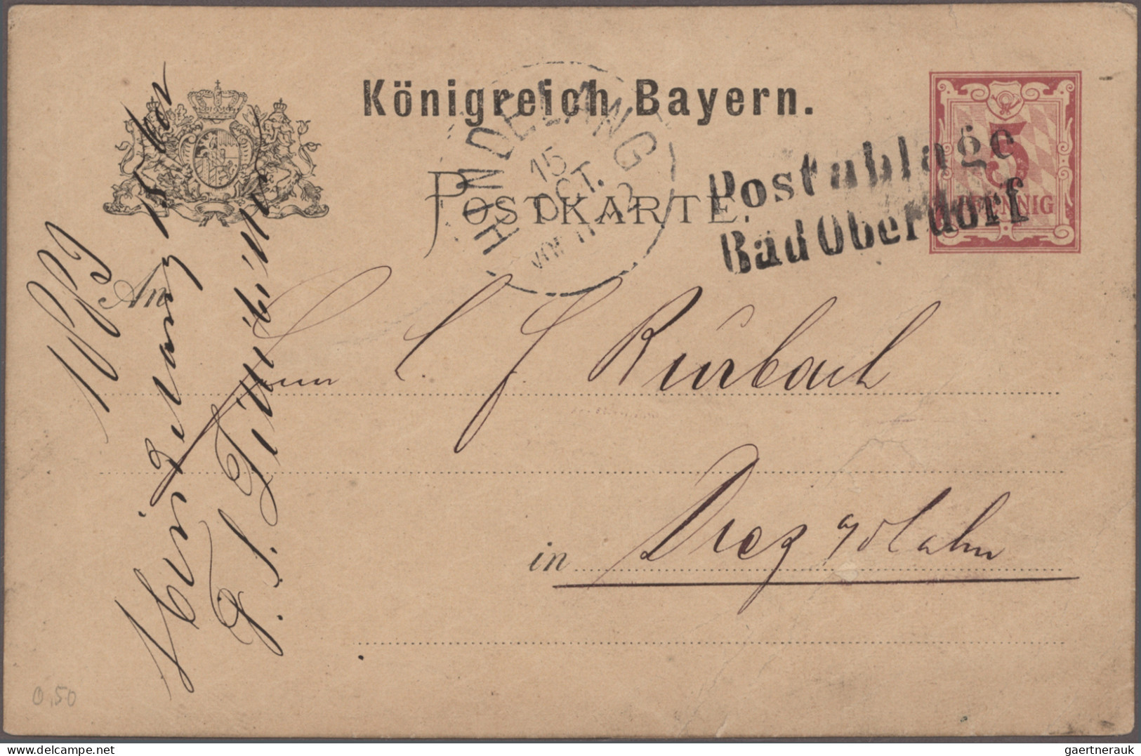 Bayern - Ganzsachen: 1880/1920 (ca.), Partie von ca. 120 gebrauchten und ungebra