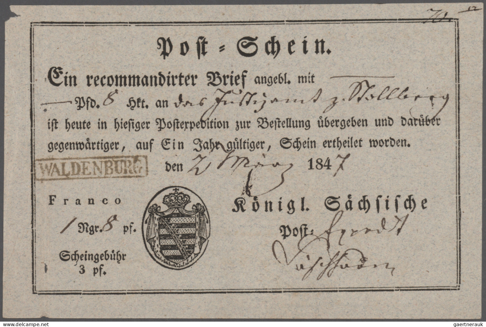 Sachsen - Vorphilatelie: 1657/1873, Sammlung Von Ca. 46 Briefen/Postscheinen, Me - Prefilatelia