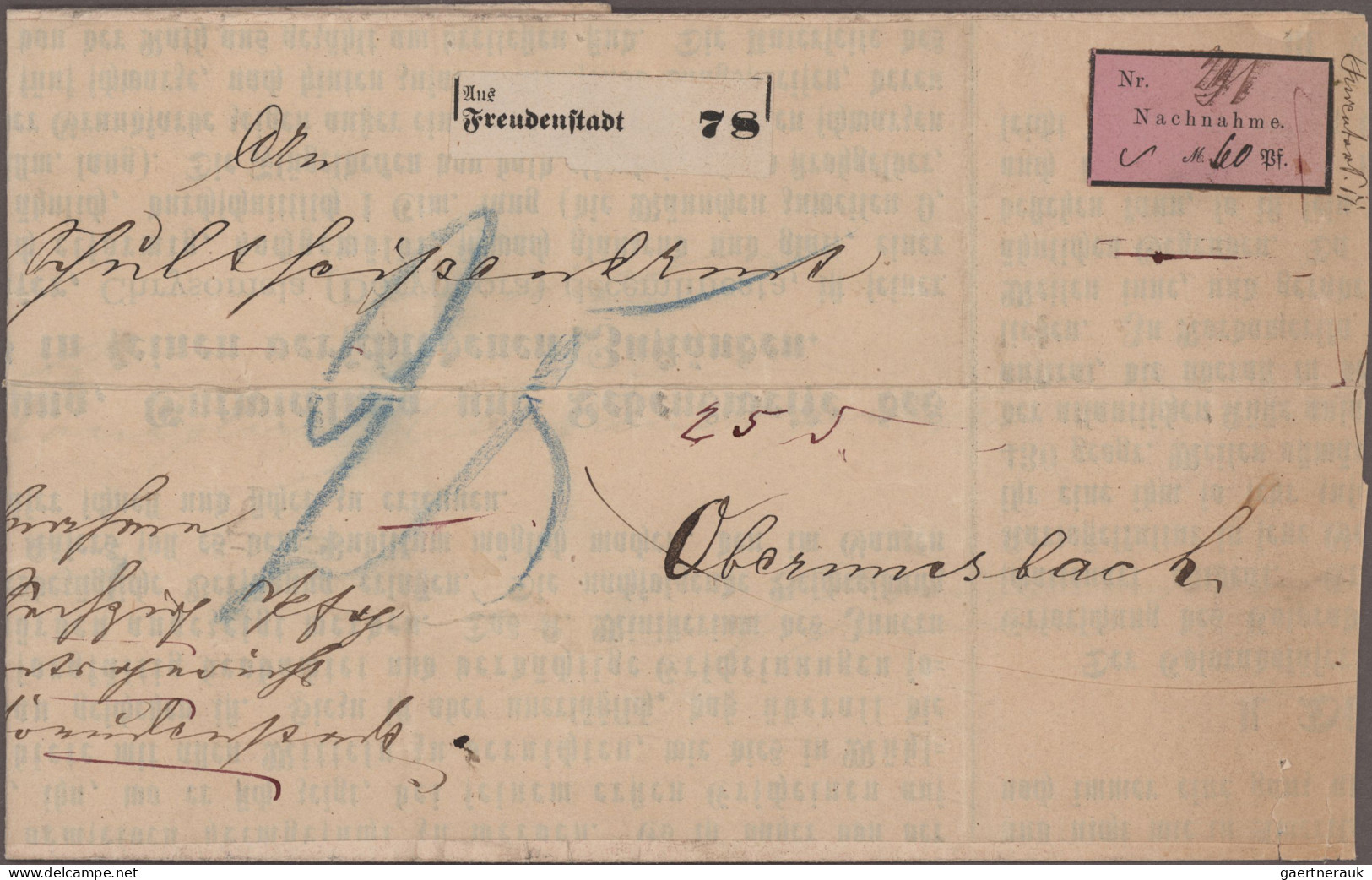 Württemberg - Vorphilatelie: 1879/1899, Lot Mit 6 Unfrankierten Nachnahme-Belege - [Voorlopers