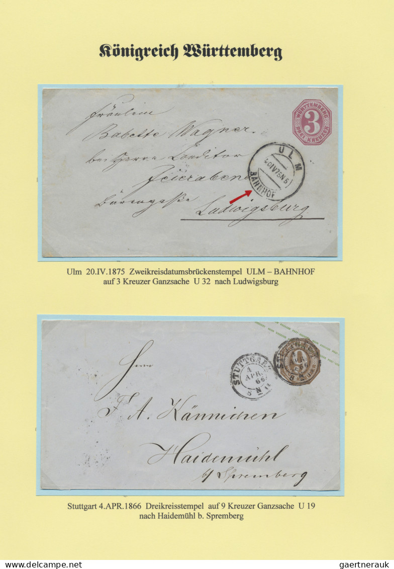 Württemberg - Marken Und Briefe: 1815/1875, Belege-Sammlung Mit 116 Briefen, Kar - Otros & Sin Clasificación