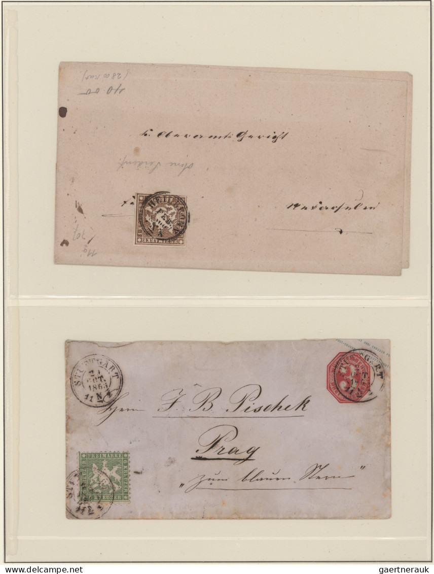 Württemberg - Marken Und Briefe: 1851/1868 (ca.), Hochinteressanter Kreuzerbesta - Other & Unclassified