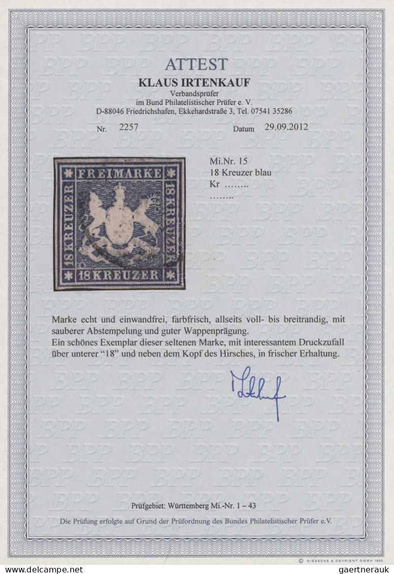 Württemberg - Marken und Briefe: 1851-1923 Gestempelte Sammlung von insgesamt üb