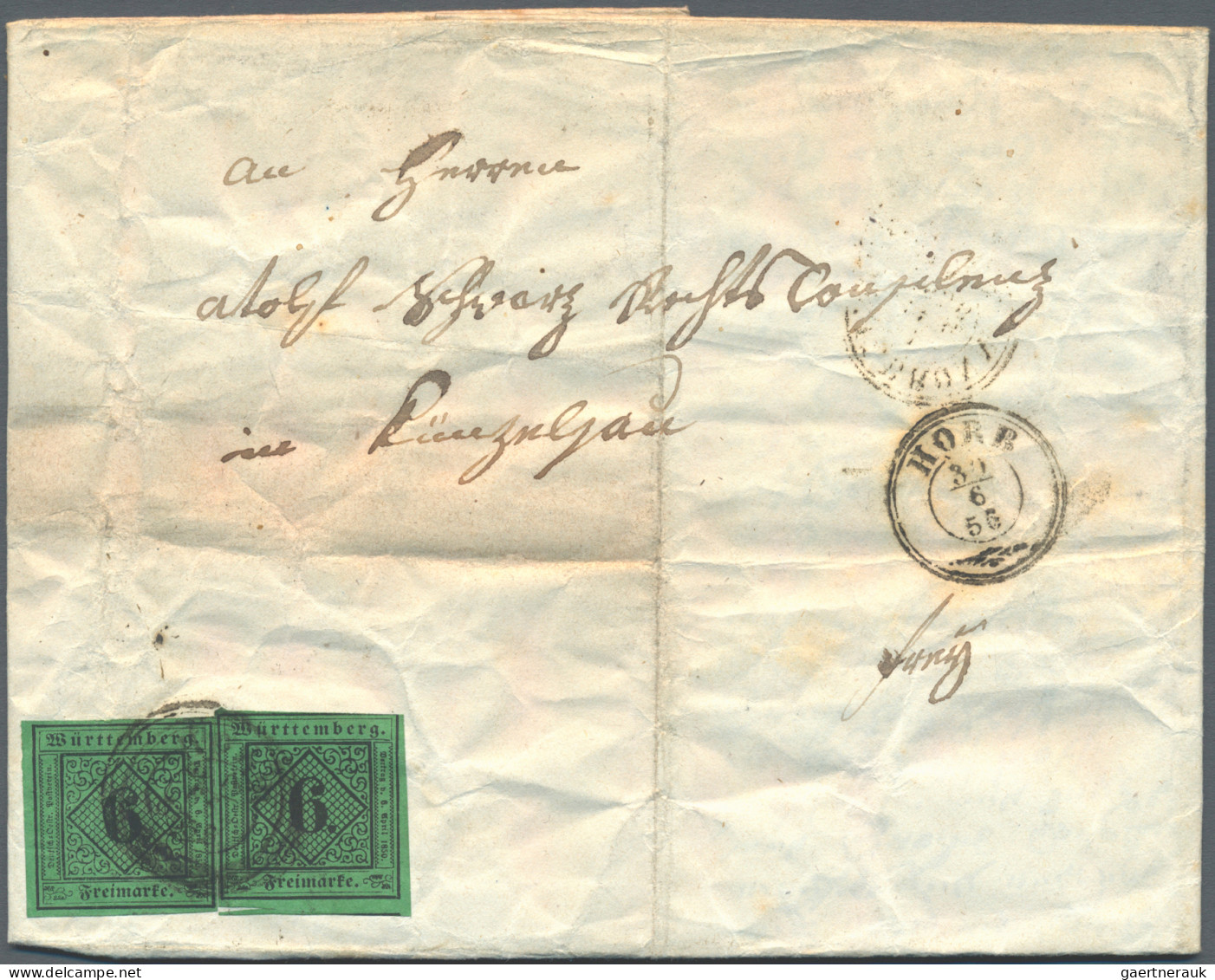 Württemberg - Marken Und Briefe: 1856/1868, Lot Mit Vier Briefen, Dabei MiNr. 3 - Autres & Non Classés