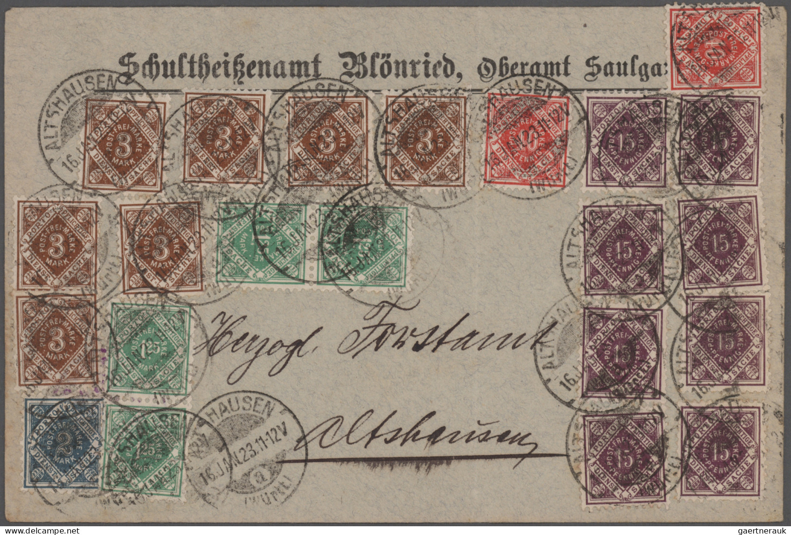 Württemberg - Marken Und Briefe: 1890/1920 Ca.: Etwa 150 Briefe Und Karten Aller - Autres & Non Classés