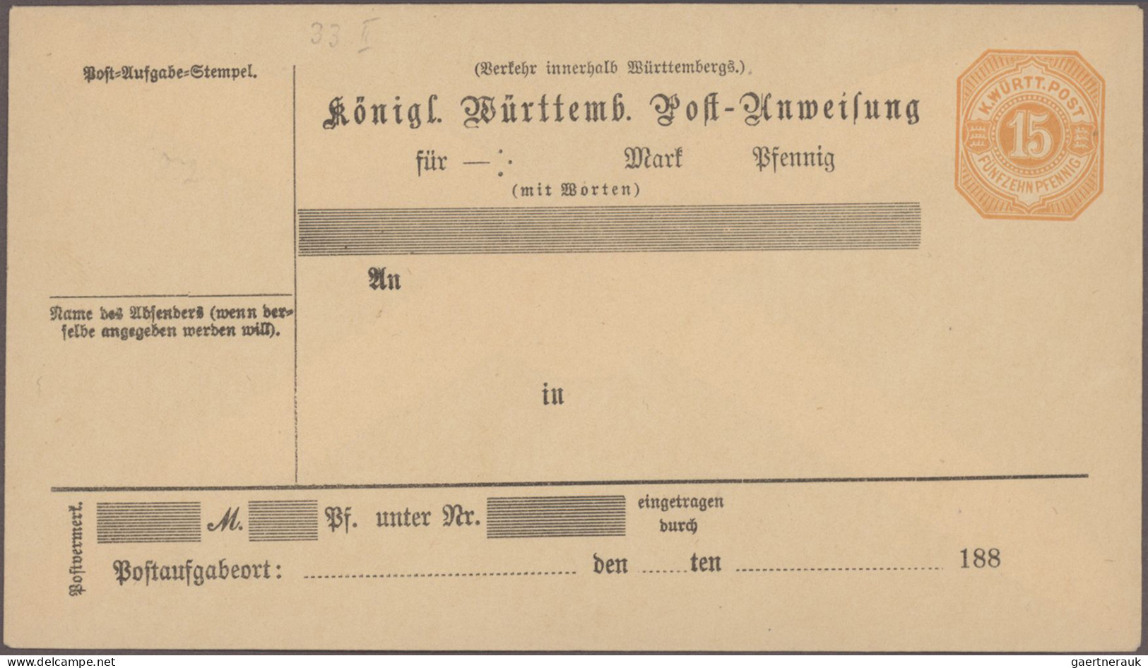 Württemberg - Ganzsachen: 1875/1920, umfangreicher Posten von ca. 440 ungebrauch
