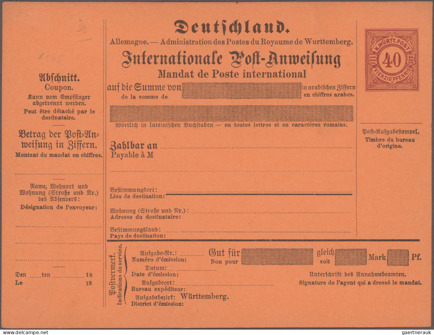 Württemberg - Ganzsachen: 1875/1920, umfangreicher Posten von ca. 440 ungebrauch