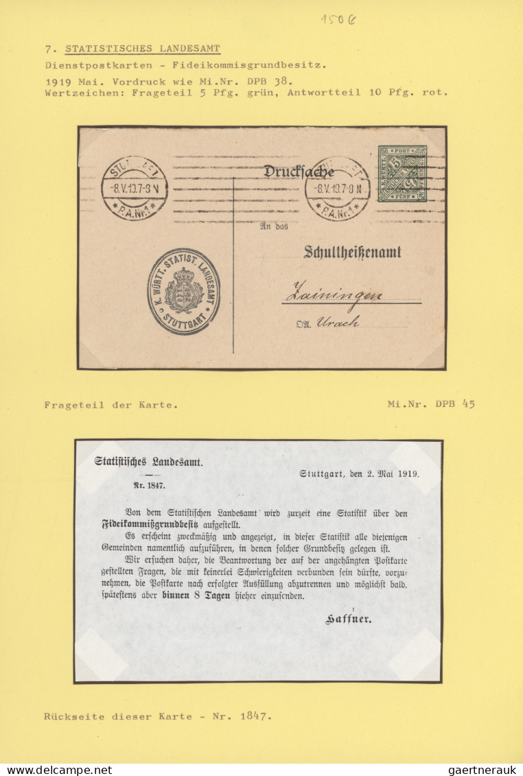 Württemberg - Ganzsachen: 1884/1919, Sehr Schöne Saubere Ausstellungs-Sammlung " - Andere & Zonder Classificatie