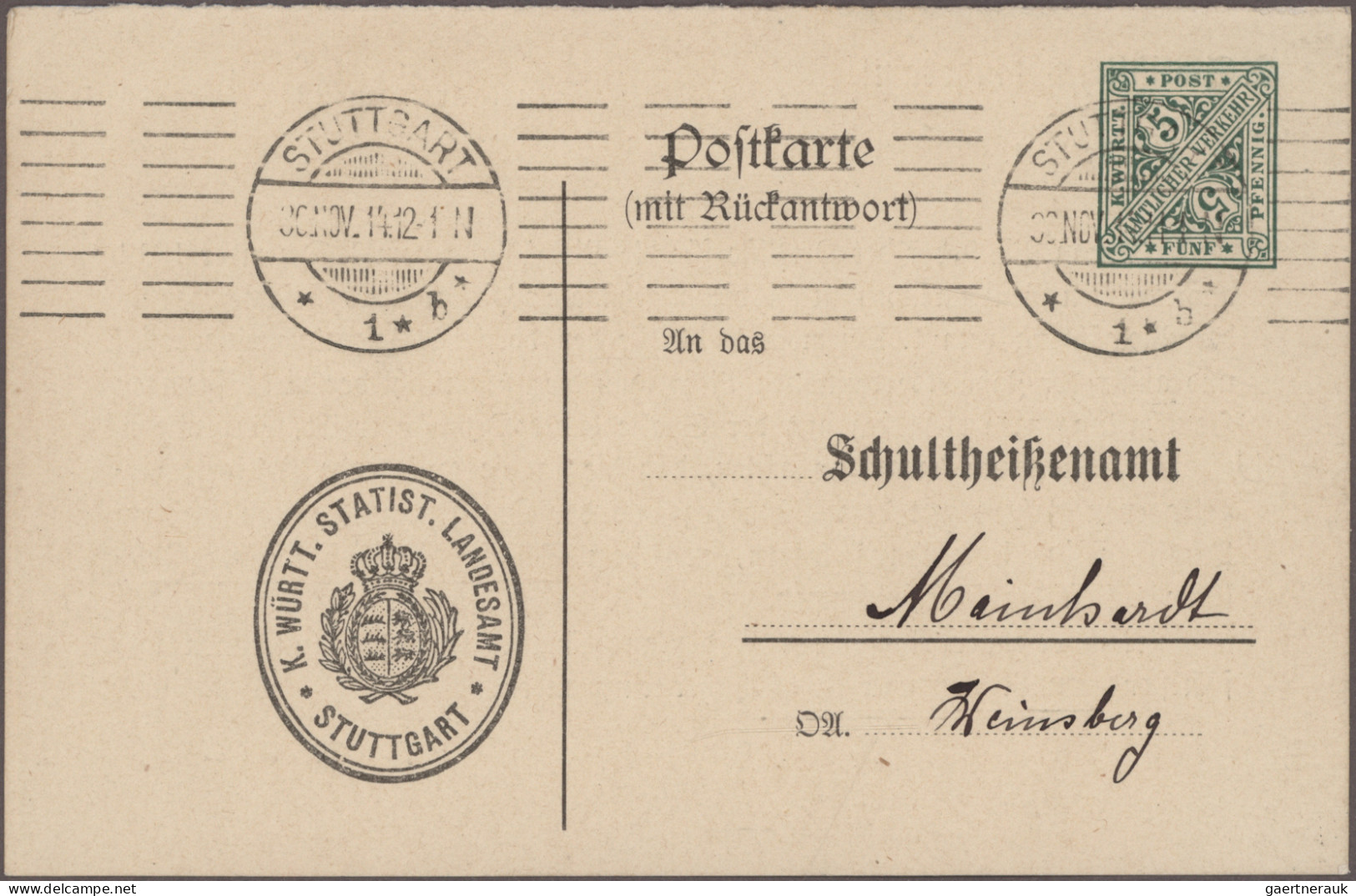 Württemberg - Ganzsachen: 1884/1919, sehr schöne saubere Ausstellungs-Sammlung "