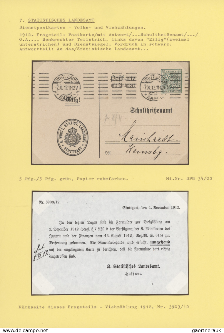 Württemberg - Ganzsachen: 1884/1919, sehr schöne saubere Ausstellungs-Sammlung "