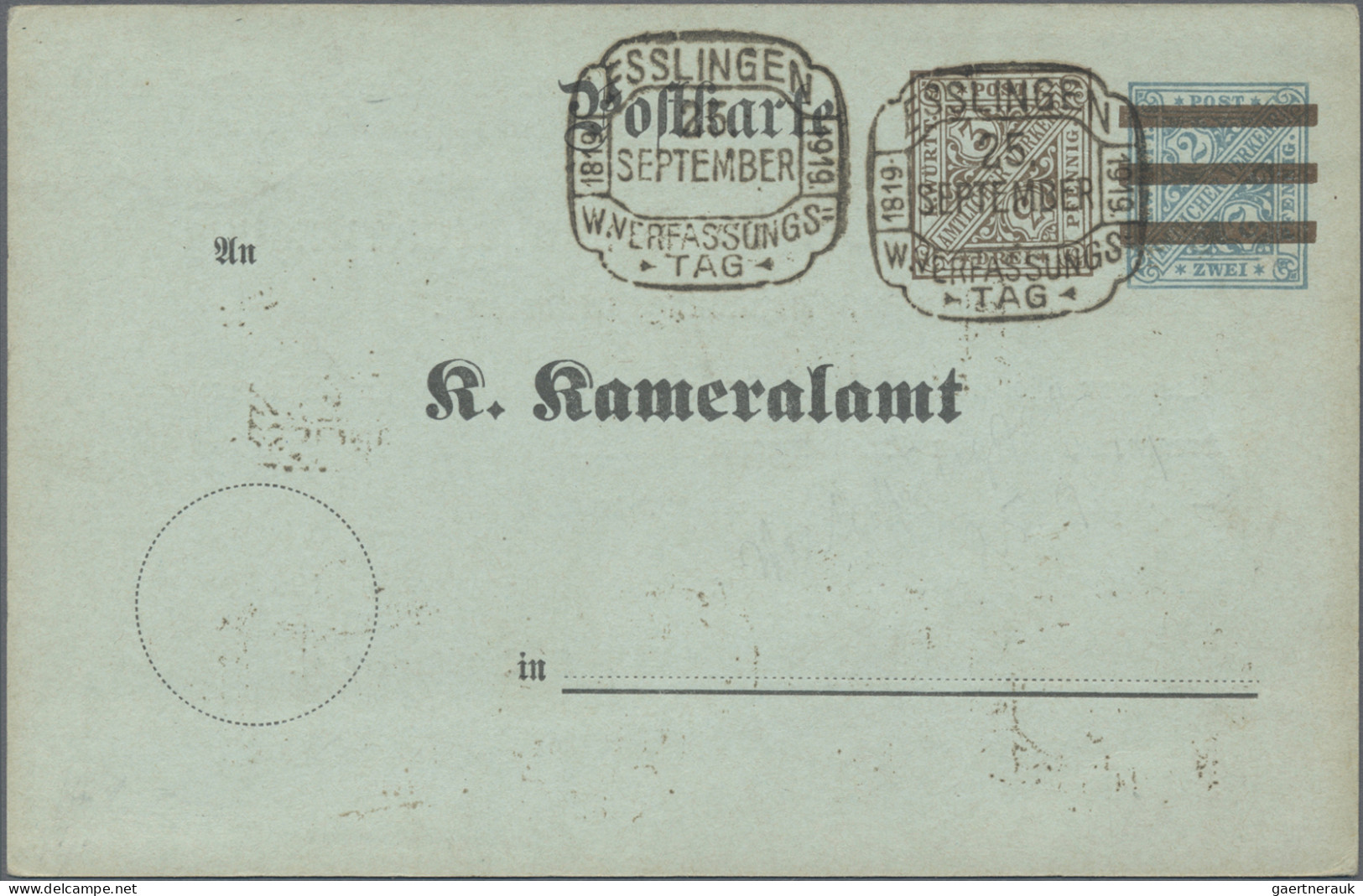 Württemberg - Ganzsachen: 1890/1910 (ca.), Partie von 20 gebrauchten und ungebra