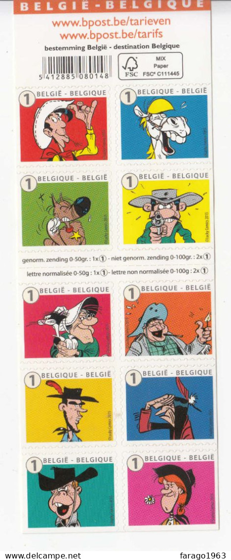 2015 Belgium Comics Lucky Luke Complete Booklet Of 10  MNH @ BELOW FACE VALUE - Neufs