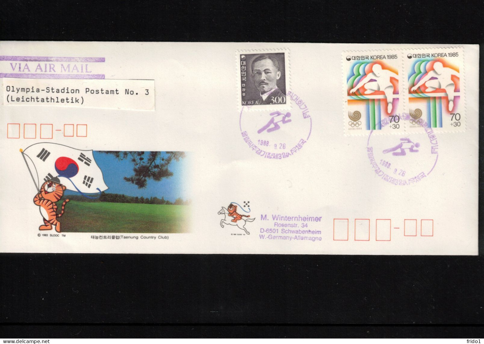 South Korea 1988 Olympic Games Seoul - Olympia Stadion Post Office Nr.3 - Athletics Interesting Cover - Verano 1988: Seúl