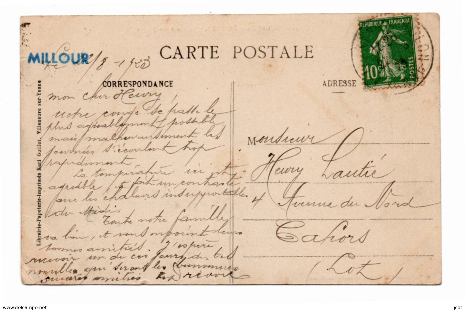 89 AILLANT SUR THOLON La Route De Joigny N° 42 - Coll Karl Guillot 1923 - Bien Animée - Aillant Sur Tholon