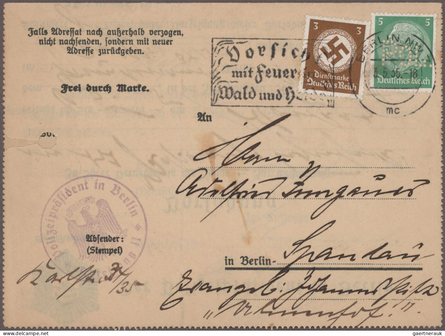 Deutsches Reich - POL-Lochungen: 1927/1938 (ca.), umfangreiche Sammlung von lose