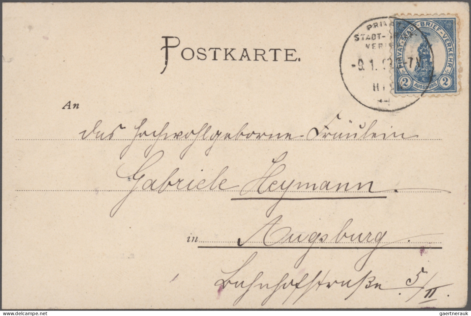 Deutsches Reich - Privatpost (Stadtpost): AUGSBURG, 1896/1897, Sammlung Mit Dubl - Privatpost