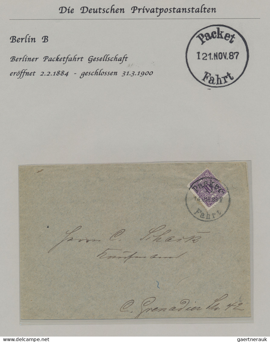 Deutsches Reich - Privatpost (Stadtpost): BERLIN/Briefexped./Packetfahrt, 1873/1