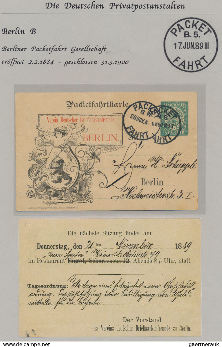 Deutsches Reich - Privatpost (Stadtpost): BERLIN/Briefexped./Packetfahrt, 1873/1