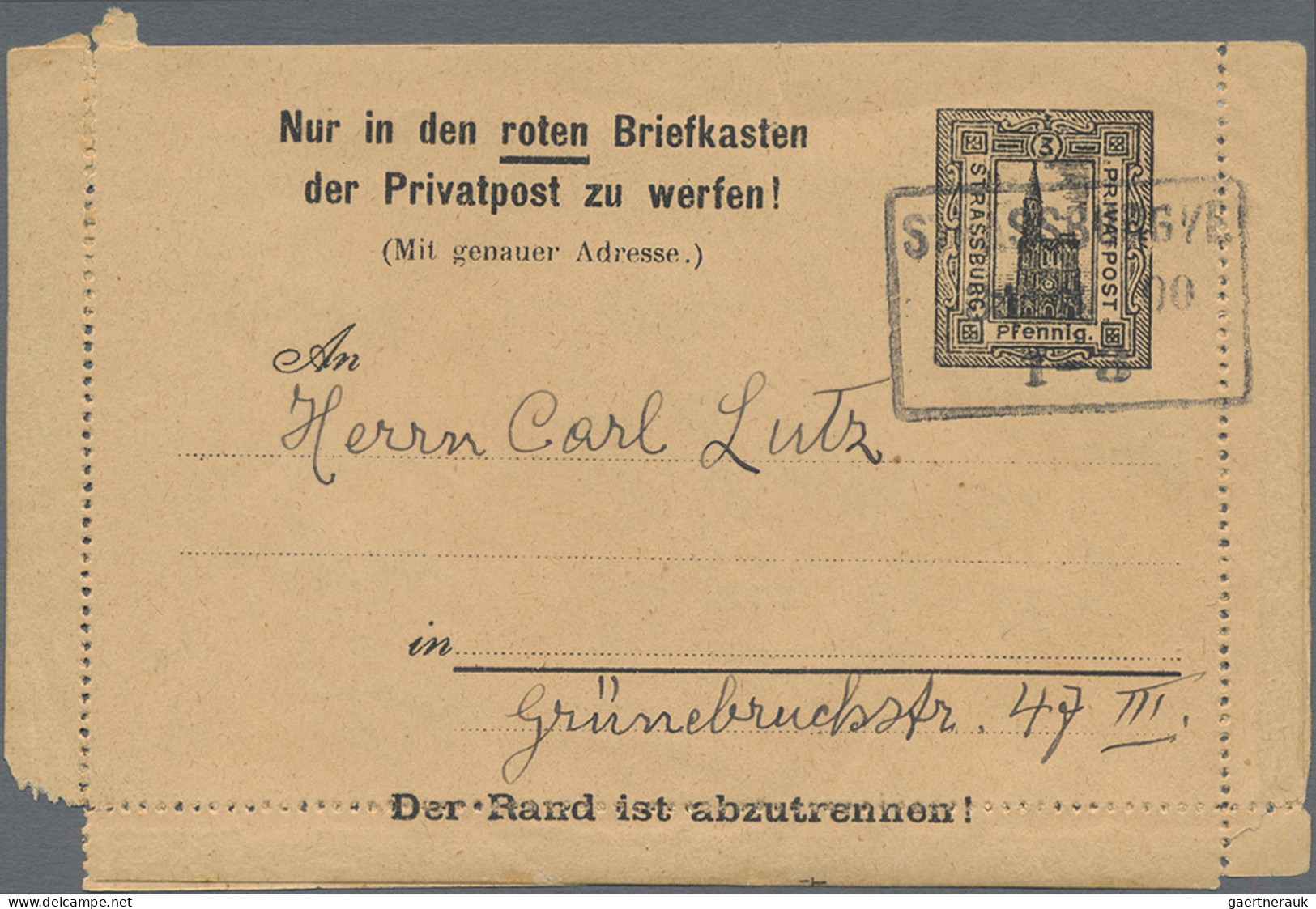 Deutsches Reich - Privatpost (Stadtpost): STRASSBURG, Lot Mit 24 Sauberen Meist - Correos Privados & Locales