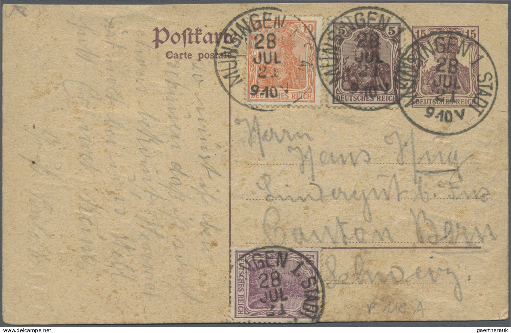 Deutsches Reich - Ganzsachen: 1900/1921, Sammlung von 25 gebrauchten Germania-Ga